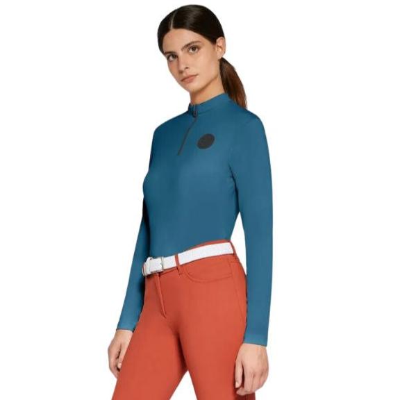 Cavalleria Toscana Tech Piquet Long Sleeve Training Zip Polo Deep Sea Blue