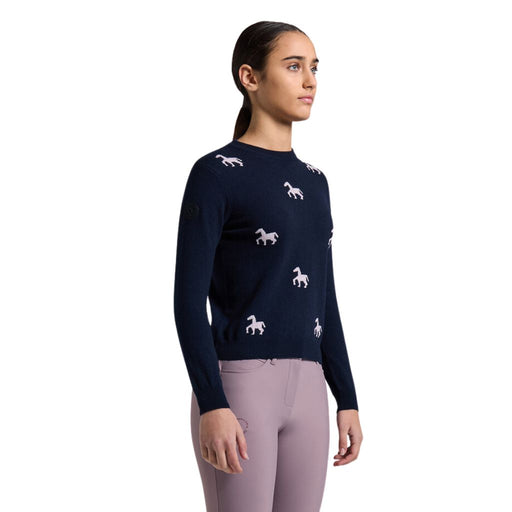 Cavalleria Toscana Kids Mini Horses Cashmere Blend Crew Neck Front