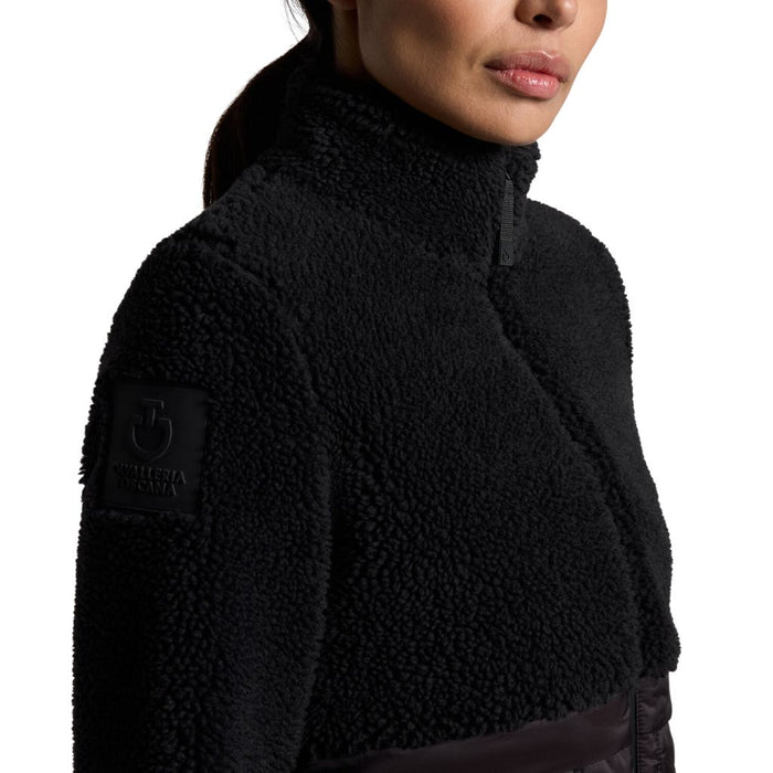 Cavalleria Toscana Teddy Bear Fleece and Nylon Zip up Jacket Black Collar