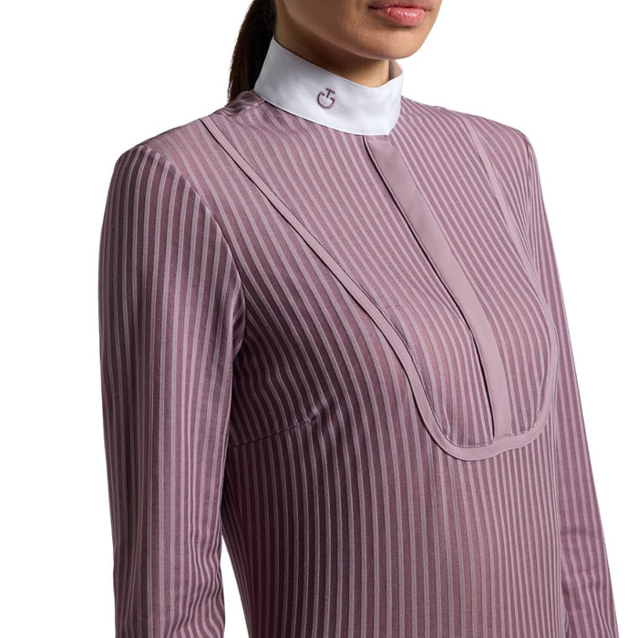 Cavalleria Toscana Long Sleeve Stripes Competition Shirt - Grape Shake Detail