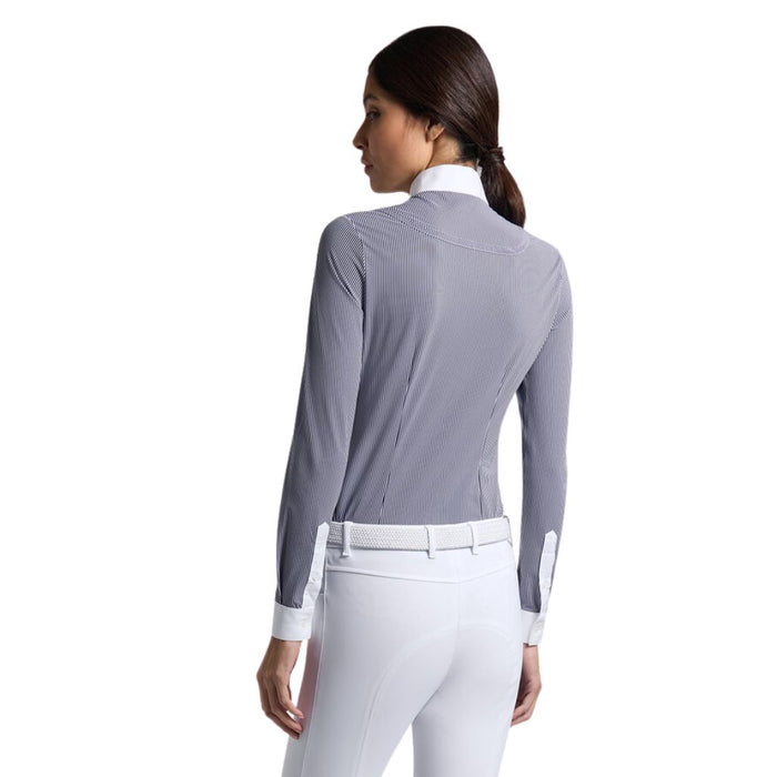 Cavalleria Toscana Long Sleeve Stripes Competition Shirt - Dark Blue Line back