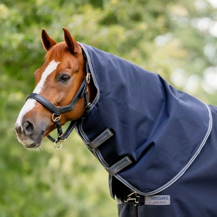 Rambo 1680D Turnout Hood 150g by Horseware Ireland Blue Silver Grey