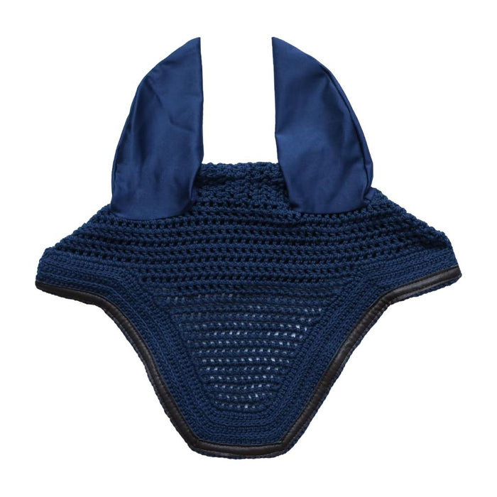 Kentucky Horsewear Wellington Fly Veil with Leather Trim Navy