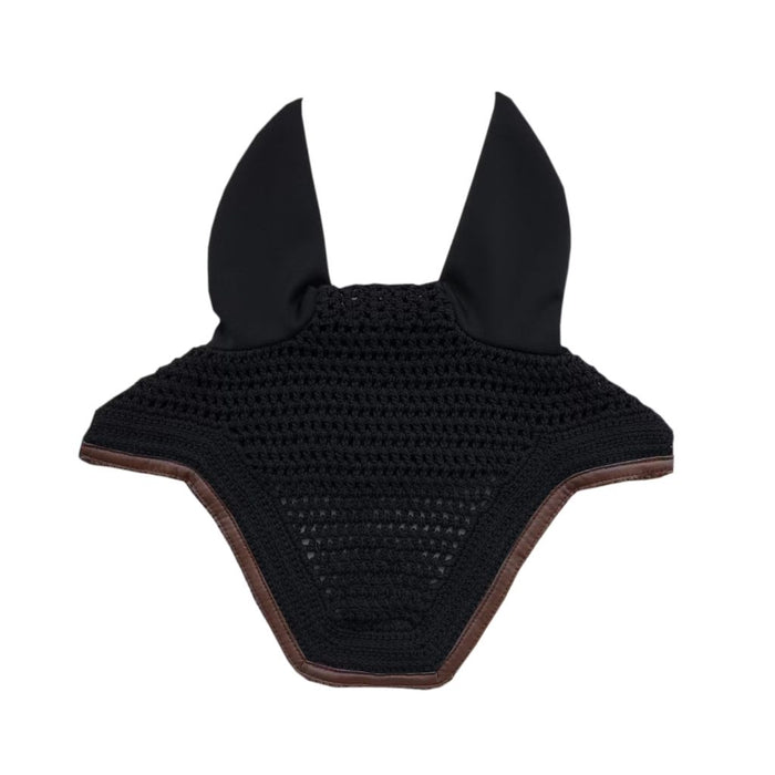 Kentucky Horsewear Wellington Fly Veil with Leather Trim black