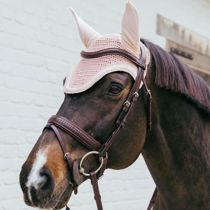 Kentucky Horsewear Wellington Fly Veil Plaited Cord Soft Rose