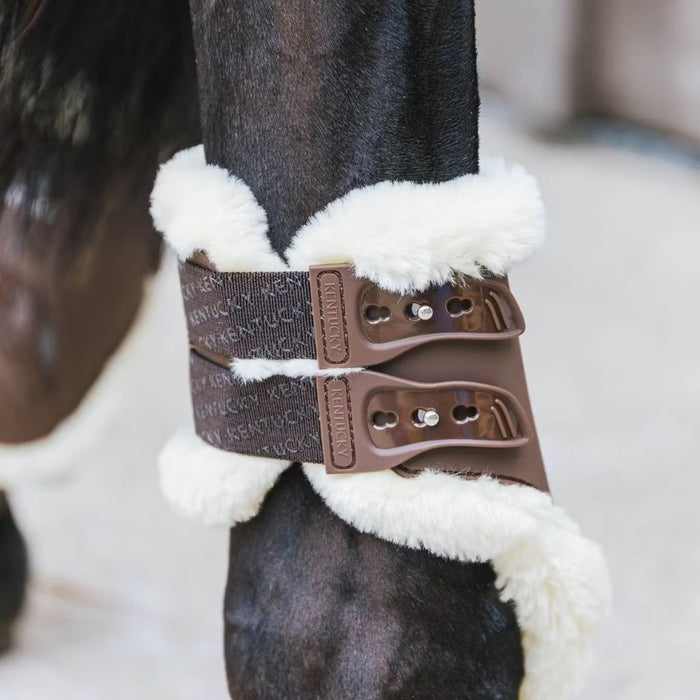 Kentucky Horsewear Vegan Sheepskin Fetlock Elastic Brown