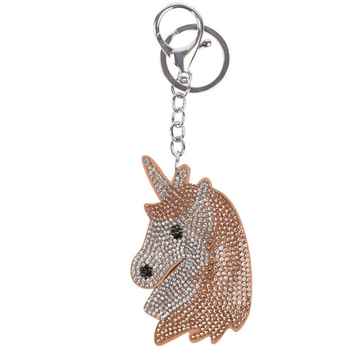 Rhinestone Unicorn Head Key Chain - Silver Gold