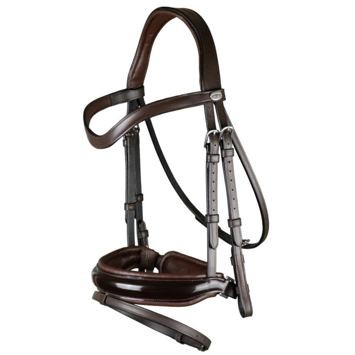 Dyon Working Collection Patent Large Crank Noseband Bridle with Flash brown